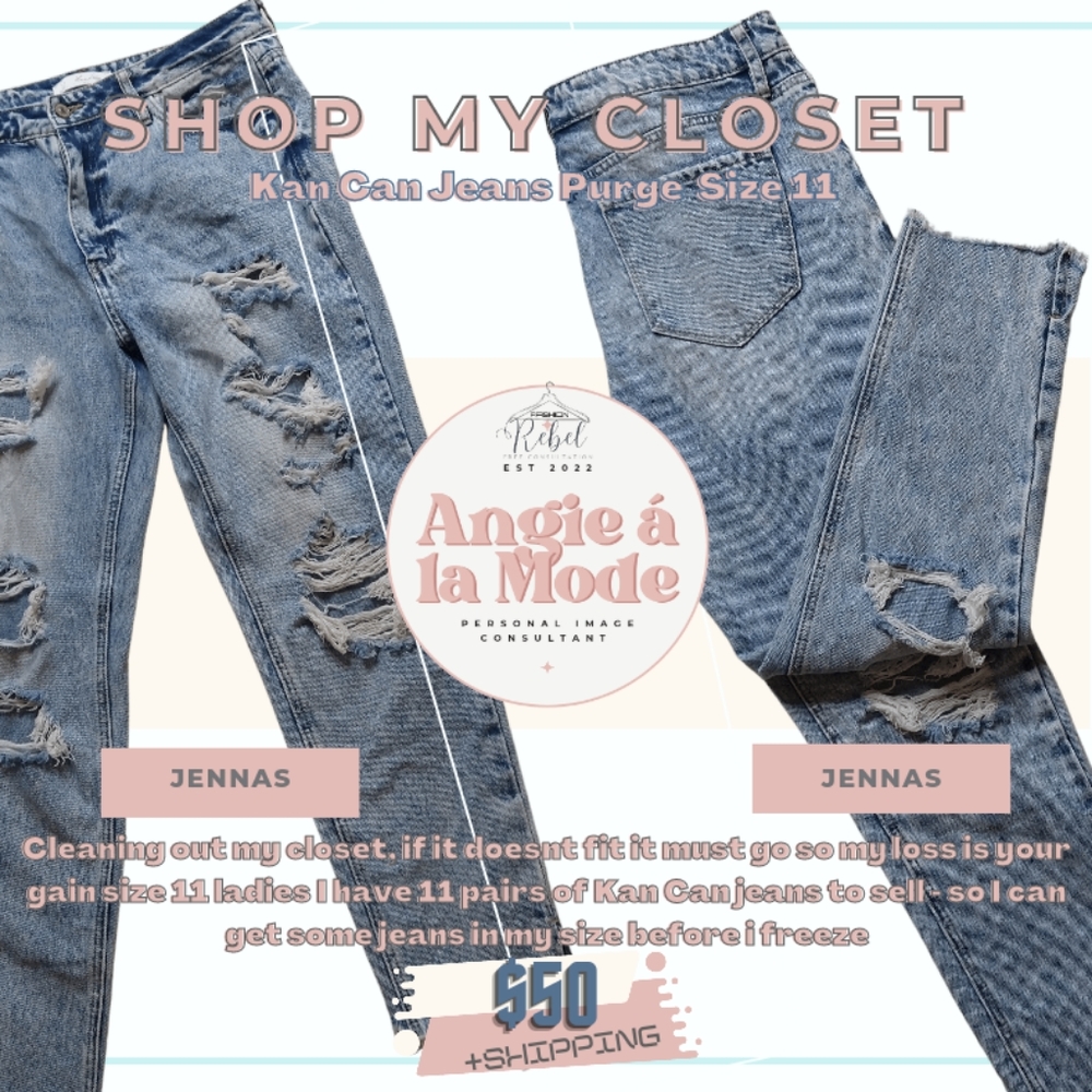Kan Can Jenna Jeans- like new condition size 11 distressed light wash boyfriend